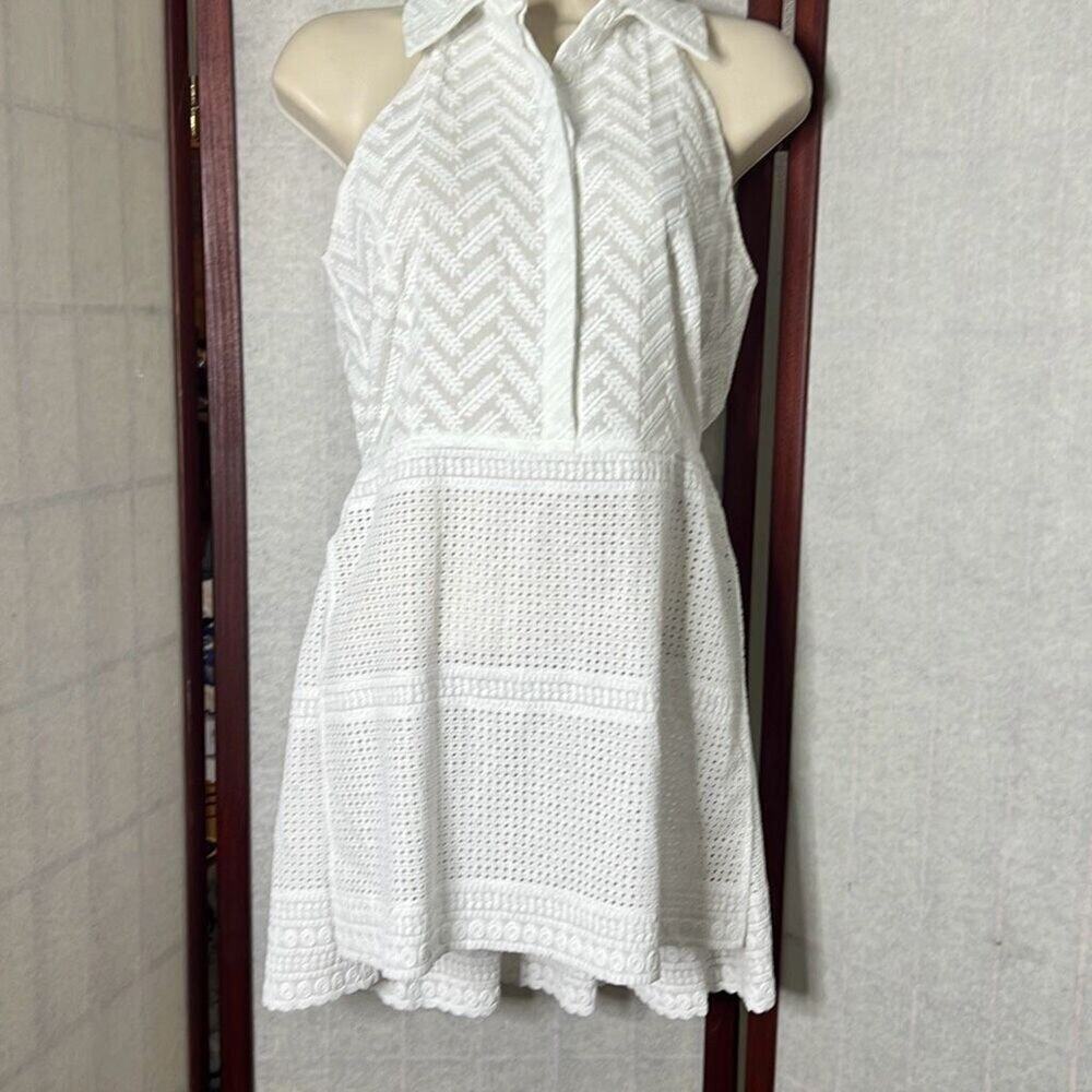 Ammara Women's Floral Embroidery Collared Halter Fit & Flare Mini Dress‎ XS XS